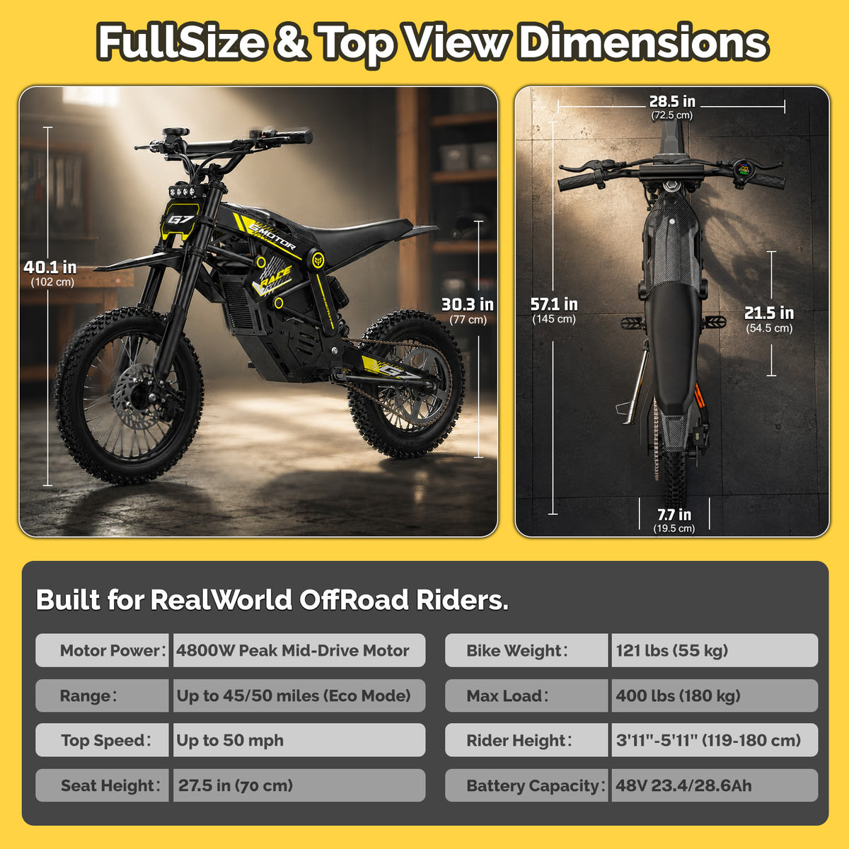 BIBUFF G7 Off-Road Electric Mini Dirt Bike For Teens & Adults