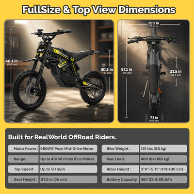 BIBUFF G7 Off-Road Electric Mini Dirt Bike For Teens & Adults